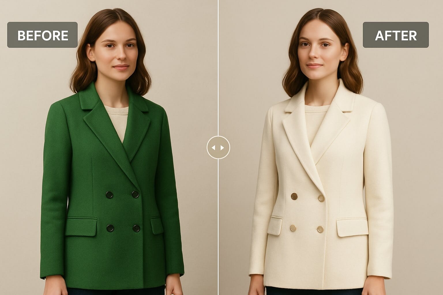 realistic before and after ai clothes color changing example