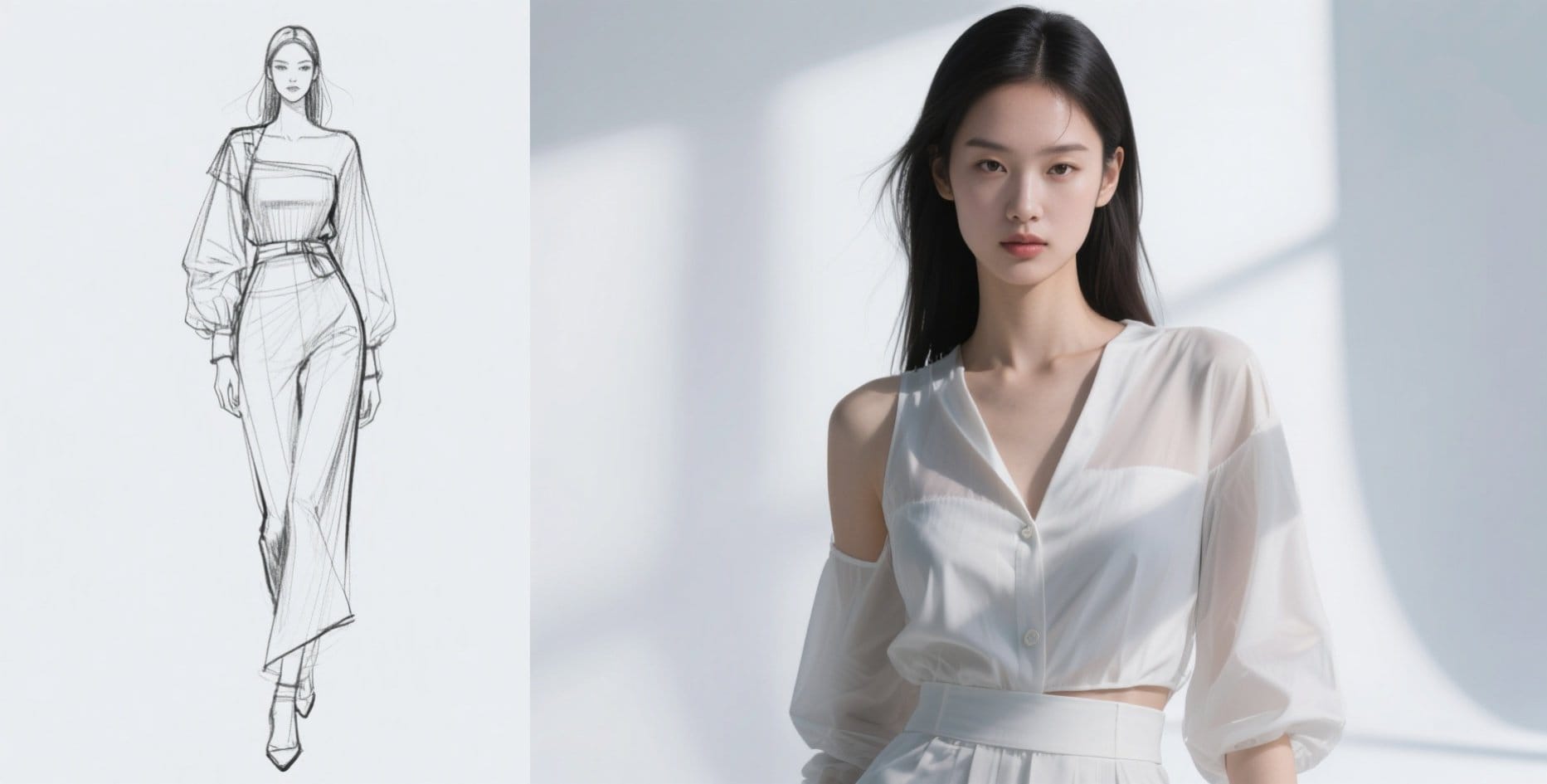 AI model generator showing sketch-to-model transformation